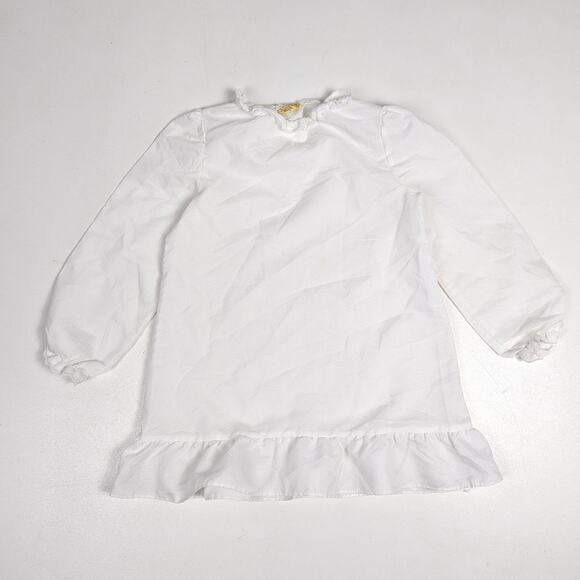 Vtg Evy White Polka Dot Layering Dress Girls Sz 4-5T Long Sleeve Pinafore - Picture 1 of 6
